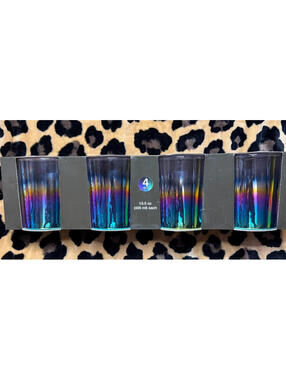 CIRCLEWARE Circle Ware Rainbow Ombre Tumbler Glasses 13.5 oz Set Of 4 Iridescent